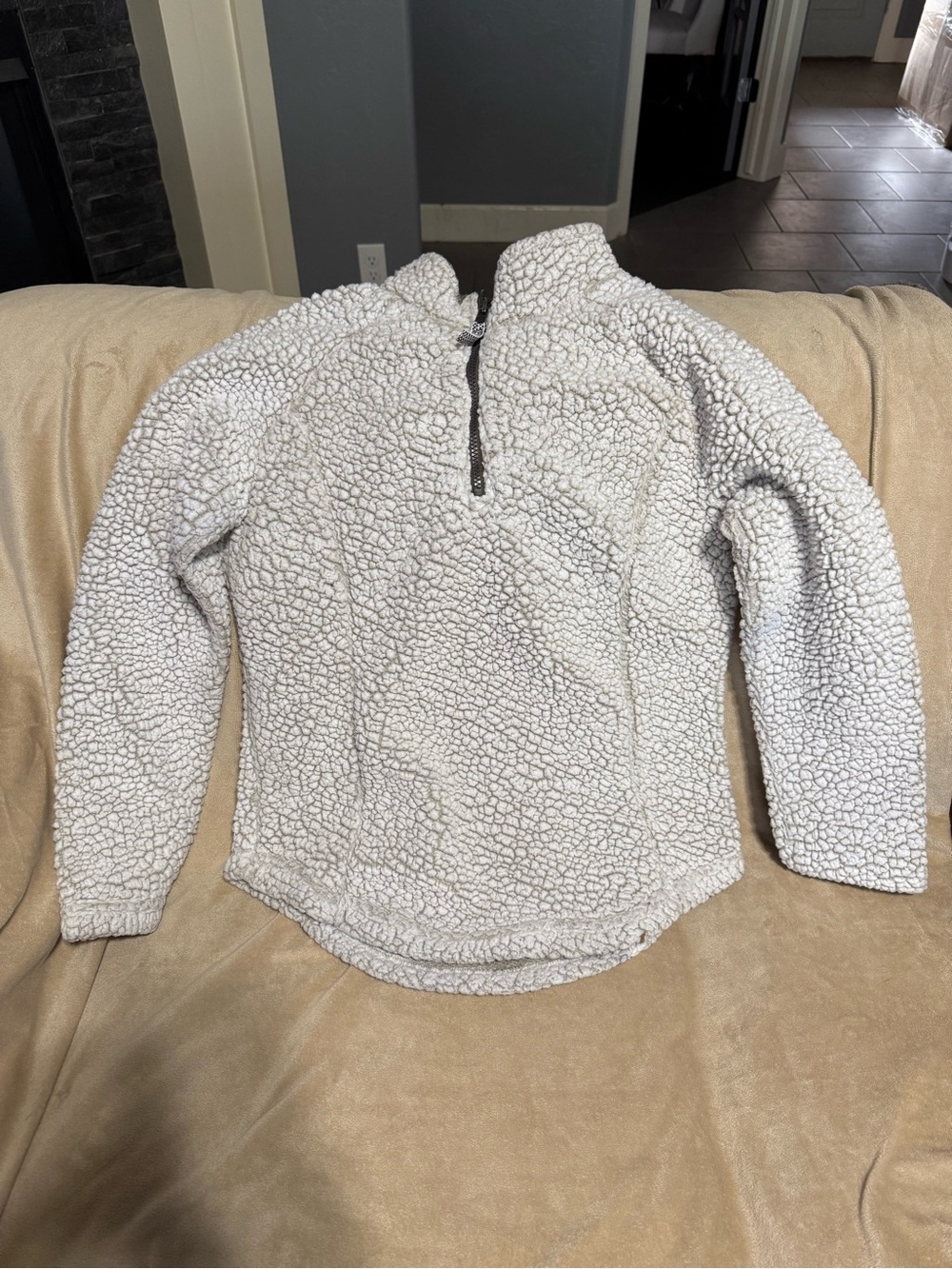 Women's Cream Sherpa Half-Zip Pullover Hoodie